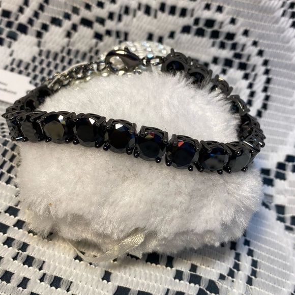 NEW SLEEK GORGEOUS BLACK HEMATITE IMPRESSION BRACELET SPARKLING BLING PARK LANE - Picture 9 of 10